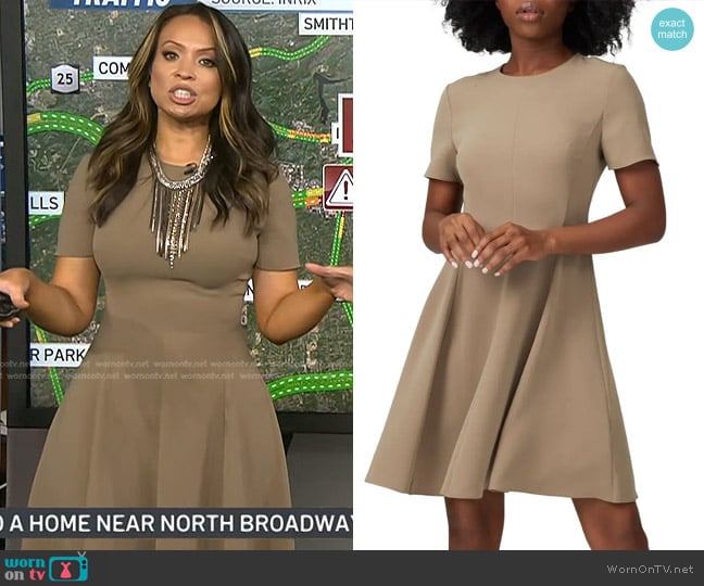 Theory Paneled Dress in Khaki worn by Adelle Caballero on Today