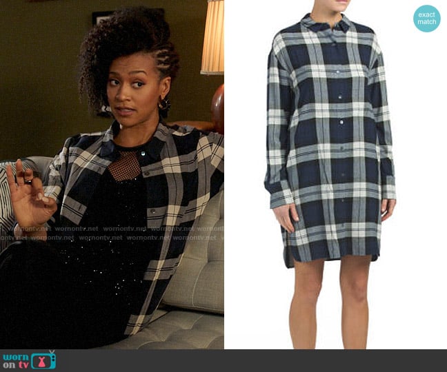 Theory Plaid Shirtdress worn by Sondi Hill (Corbin Reid) on Run the World