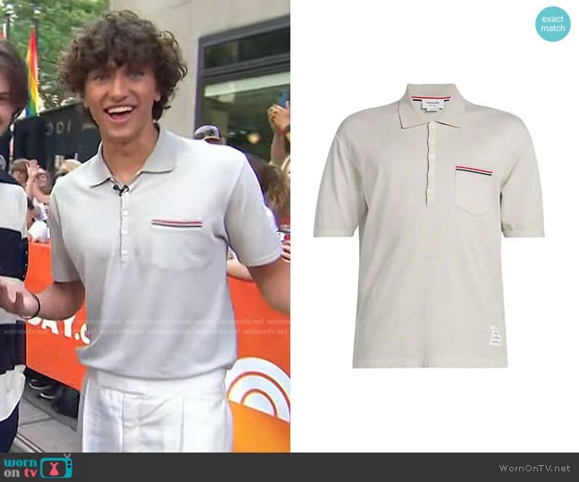 Thom Browne Fine Piqué Polo Shirt worn by Gavin Casalegno on Today