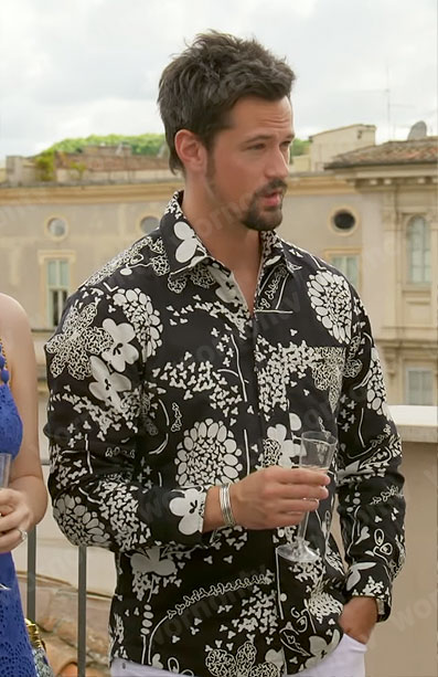 Thomas's black and white floral shirt in Italy on The Bold and the Beautiful