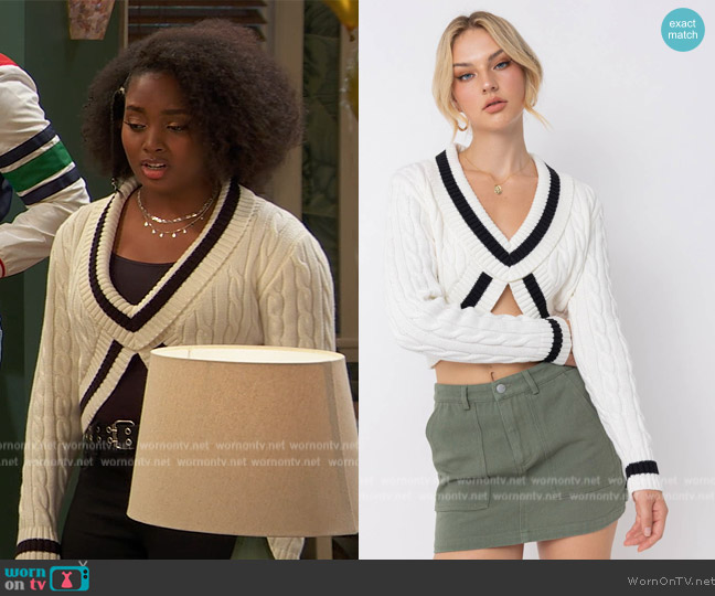 Three Sixty Cassie Cropped Sweater worn by Laya DeLeon Hayes (Laya DeLeon Hayes) on Ravens Home