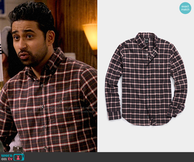 Todd Snyder Charcoal Plaid Flannel Button-Down worn by Sid (Suraj Sharma) on How I Met Your Father