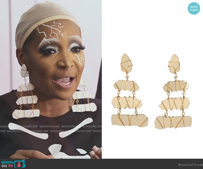 Tom Ford Mirrored acrylic earrings worn by Marlo Hampton on The Real Housewives of Atlanta