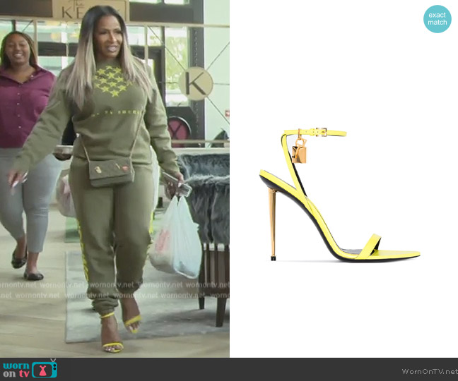 Tom Ford Naked 105mm leather sandals worn by Sheree Whitefield on The Real Housewives of Atlanta