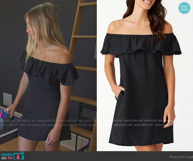 Tommy Bahama Dyed Linen Off-the-Shoulder Swim Cover Up Dress worn by Stella Beador on The Real Housewives of Orange County