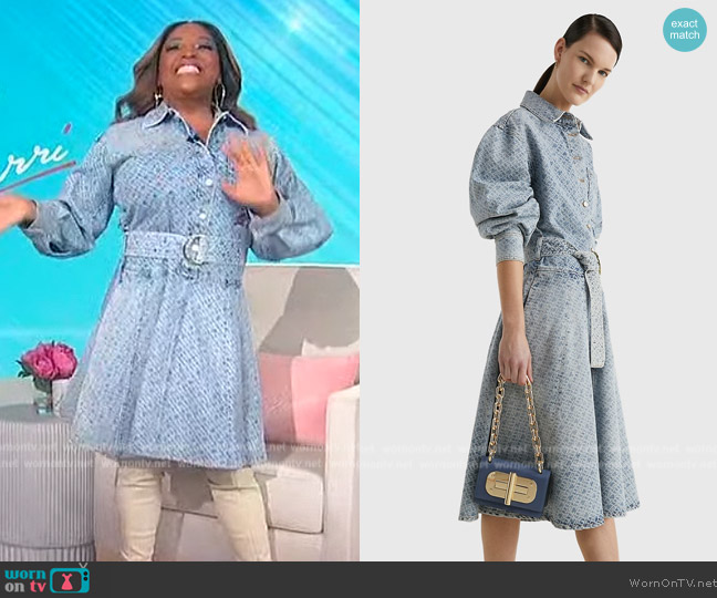 Tommy Hilfiger Monogram Denim Dress worn by Sherri Shepherd on Sherri