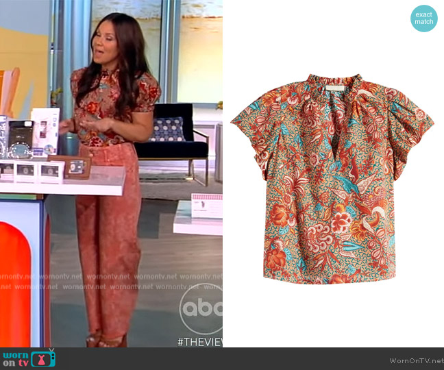 Ulla Johnson Evelyn Floral Print Puff Sleeve Top worn by Gretta Monahan on The View