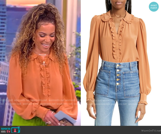 Ulla Johnson Philipa ruffled silk blouse worn by Sunny Hostin on The View