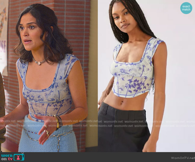 Urban Outfitters Mesh Cropped Corset Top worn by Victoria Moroles (Victoria Moroles) on Never Have I Ever