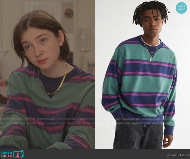 Urban Outfitters Skate Striped Crew Neck Sweatshirt worn by Rose / Rock Goldenblatt (Alexa Swinton) on And Just Like That