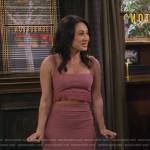 Val’s pink fringed crop top and skirt set on How I Met Your Father