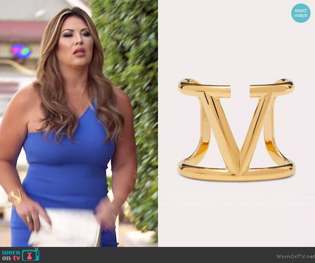 Valentinio VLogo Signature Metal Bracelet worn by Emily Simpson on The Real Housewives of Orange County