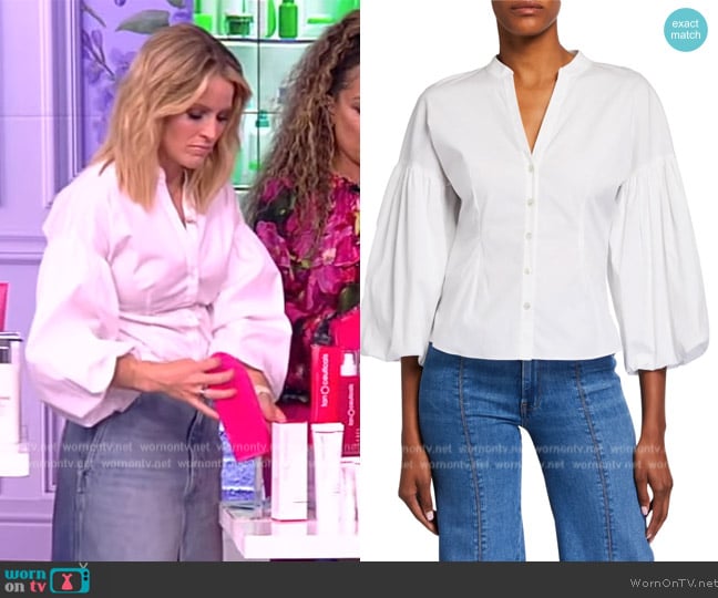 Veronica Beard Aileen Puff Sleeve Blouse worn by Sara Haines on The View