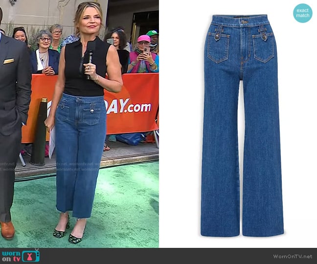 Veronica Beard Grant Wide-Leg Patch Pocket Jeans worn by Savannah Guthrie on Today