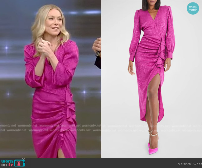 WornOnTV: Kelly’s pink ruffle wrap dress on Live with Kelly and Mark ...