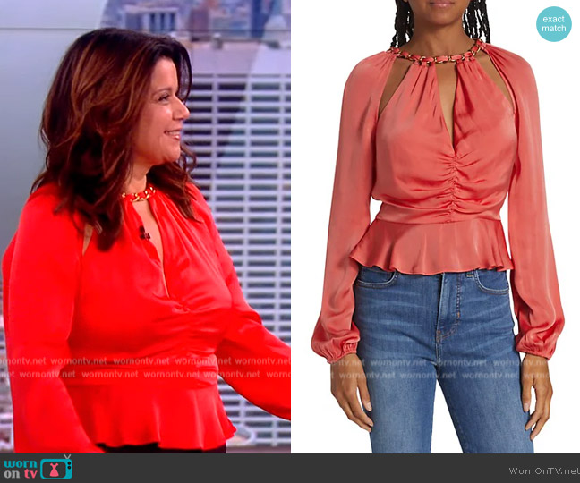 Veronica Beard Yulita Cut-Out Silk-Blend Top worn by Ana Navarro on The View