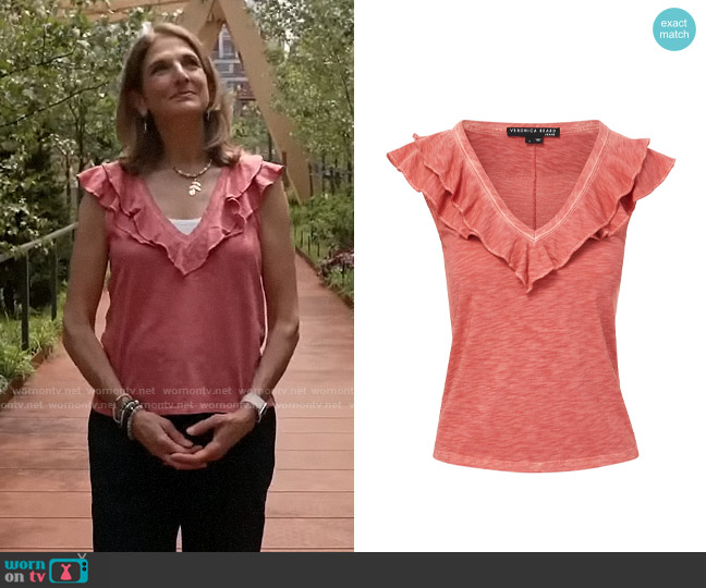 Veronica Beard Ellerie Tee in Faded Rose worn by Jill Schlesinger on CBS Mornings