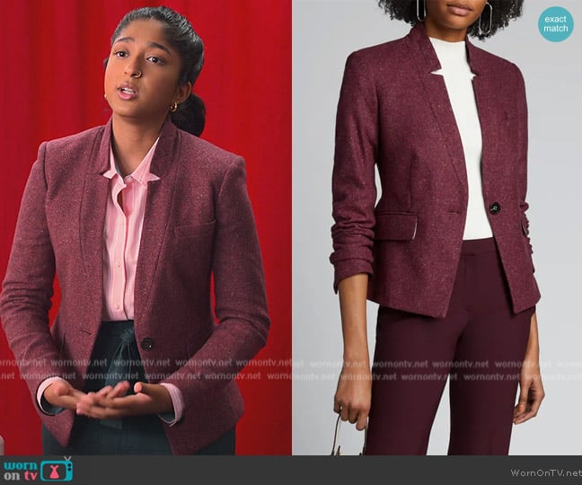 Veronica Beard Farley Dickey Jacket worn by Devi Vishwakumar (Maitreyi Ramakrishnan) on Never Have I Ever