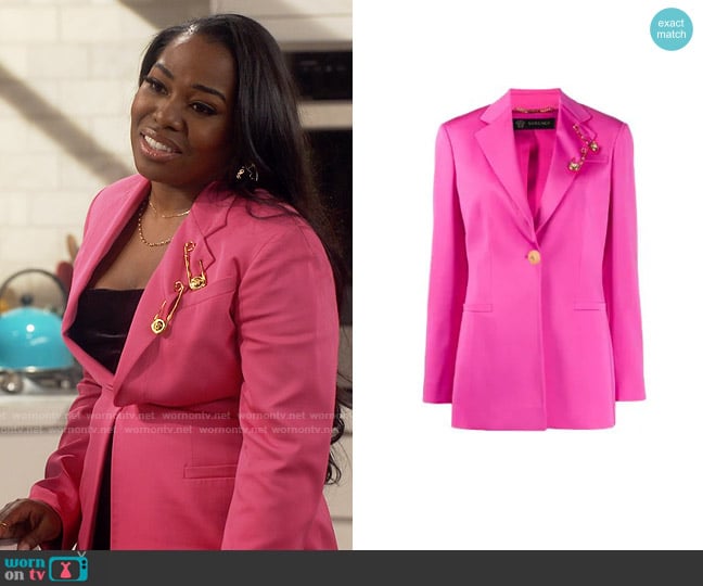 Versace Pin embellished Blazer worn by Harper (Laci Mosley) on iCarly