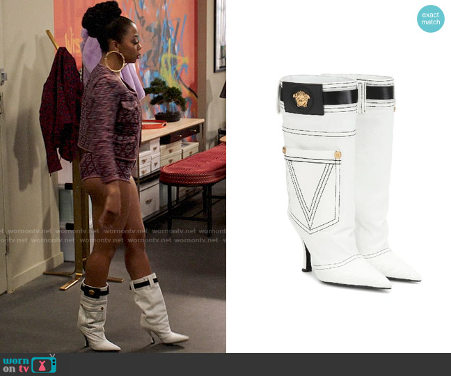 Versace Denim Boot worn by Renee Ross (Bresha Webb) on Run the World