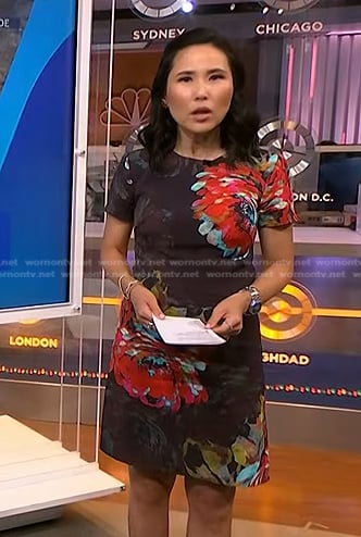 Vicky’s black floral shift dress on NBC News Daily