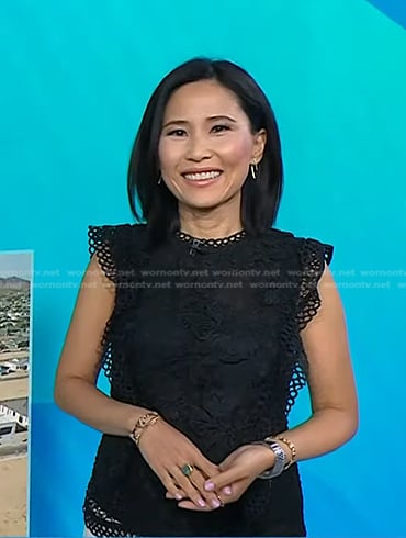 Vicky’s black ruffle lace top on Today