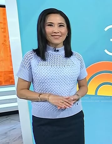 Vicky’s blue open knit sweater on Today