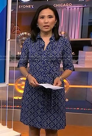 Vicky's blue printed shirtdress on NBC News Daily