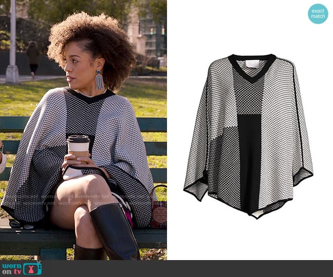 Victor Glemaud Wool Chainlink Poncho worn by Hope (Sasha Hutchings) on Run the World