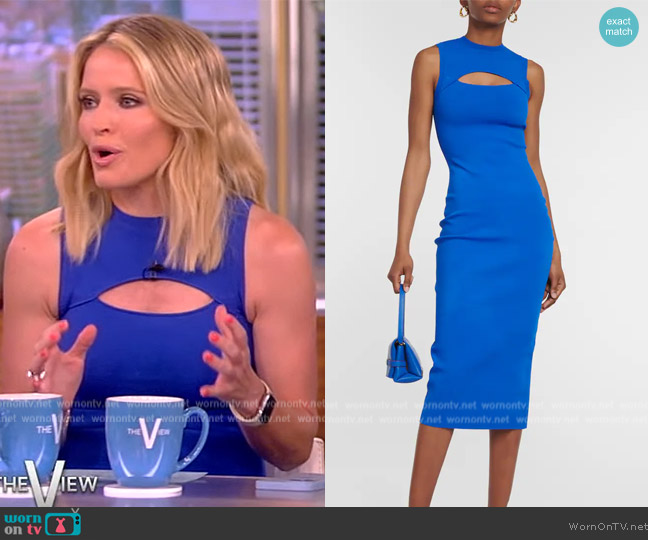 Victoria Beckham Slash Front crepe midi dress worn by Sara Haines on The View