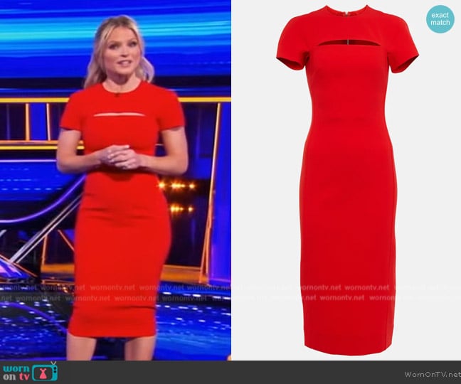 Victoria Beckham Peekaboo crepe midi dress worn by Sara Haines on The Chase