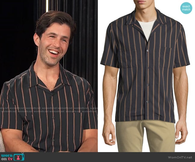 Vince Vintage Striped Cabana Shirt worn by Josh Peck on E! News