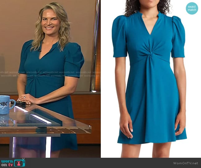 Vince Camuto Short Sleeve Twist Front Fit & Flare Dress worn by Emily West on Today