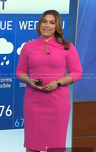 Violeta Yas's pink twisted keyhole dress on NBC News Daily