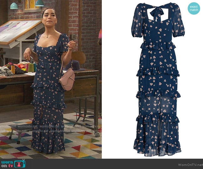 Wayf Cici Bustier Tiered Maxi Dress worn by  Juliana Joel ( Juliana Joel) on Ravens Home