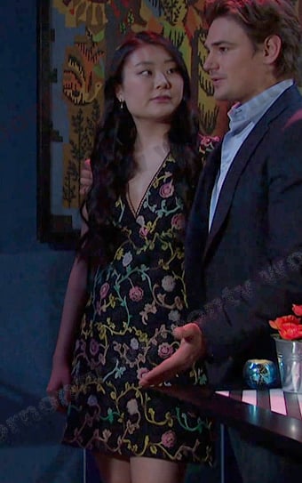 Wendy’s black floral mini dress on Days of our Lives