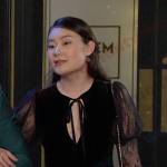 Wendy’s black lace-sleeve velvet dress on Days of our Lives