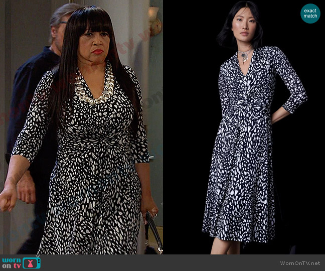 White House Black Market 3/4 Sleeve Matte Jersey Twist Front Dress worn by Paulina Price (Jackée Harry) on Days of our Lives