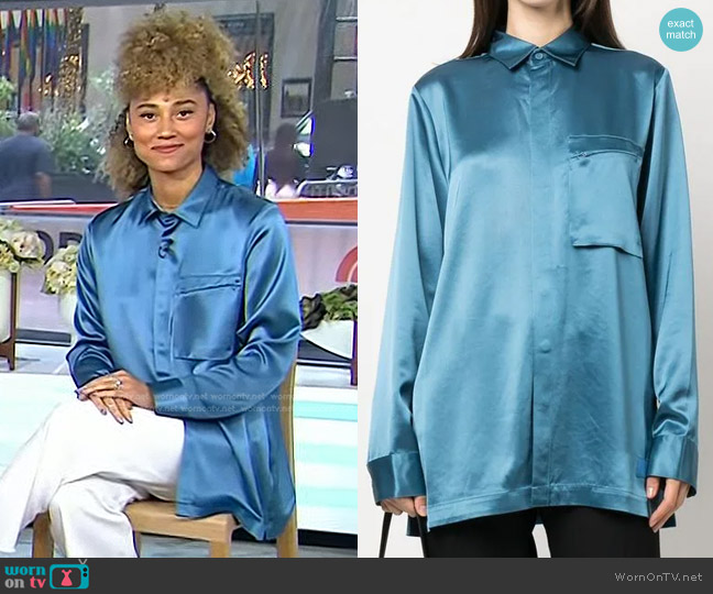 Y-3 Satin Zip-Pocket Shirt worn by Ally Love on Today