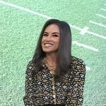 Kaylee’s yellow printed button down blouse on Today