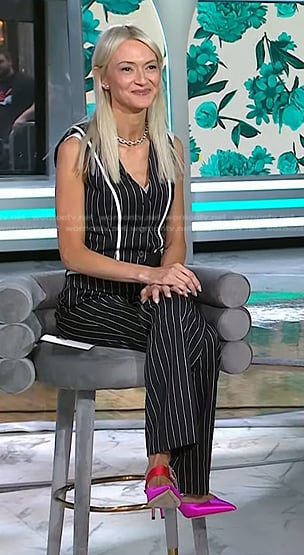 Zanna Roberts Rassi's black pinstripe vest and pants on Today