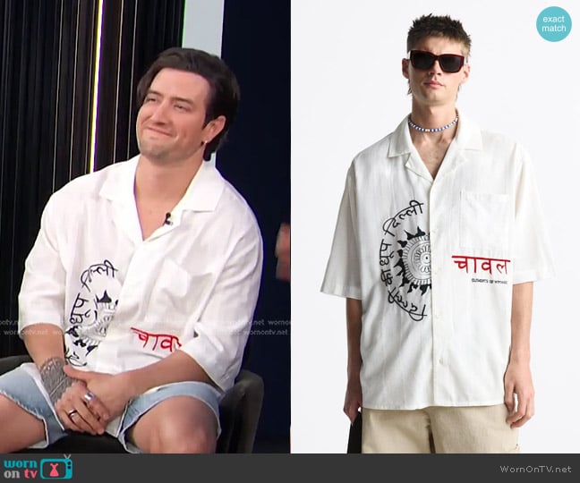 Zara Contrast Embroidered Shirt worn by Logan Henderson on E! News