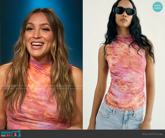 Zara Print Tulle Top worn by Emily Orozco on Access Hollywood