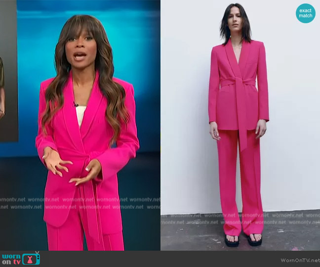 WornOnTV: Zuri’s pink belted blazer on Access Hollywood | Zuri Hall ...