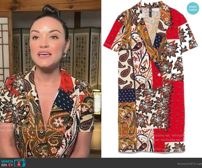 Zara Paisley Print Dress worn by Lindsay Myers on Access Hollywood