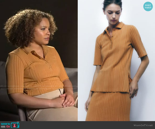 Zara Ribbed Polo Top worn by Antonia Hylton on NBC News Daily