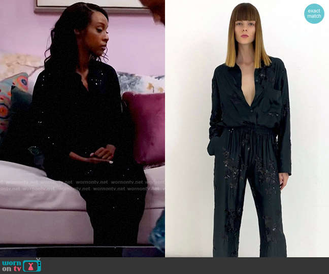 Zara Embroidered Shirt and Pants worn by Karen Mott (Ebony Obsidian) on Tyler Perrys Sistas