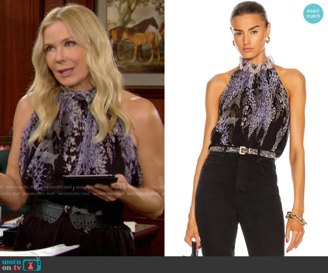 Zimmermann Botanica Blouse worn by Brooke Logan (Katherine Kelly Lang) on The Bold and the Beautiful