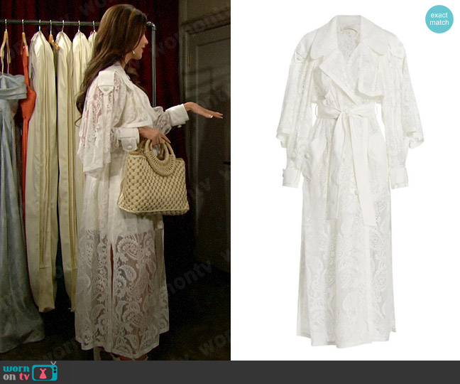 Zimmermann Wonderland Belted Lace Coat worn by Steffy Forrester (Jacqueline MacInnes Wood) on The Bold and the Beautiful