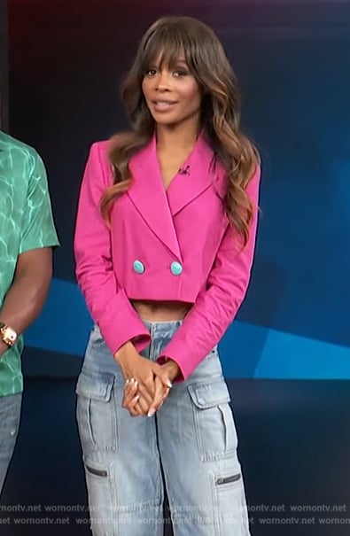 Zuri’s denim cargo jeans on Access Hollywood